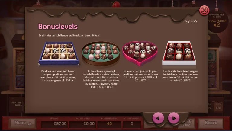 Describing Bonuses in Choco Deluxe.