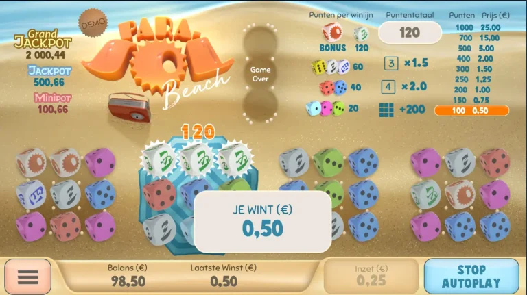 Scoring a win in Parasol Beach from Air Dice.