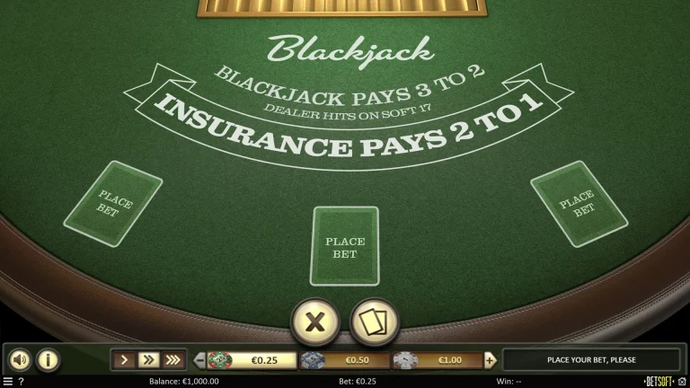 Gameplay of American Blackjack from Betsoft.