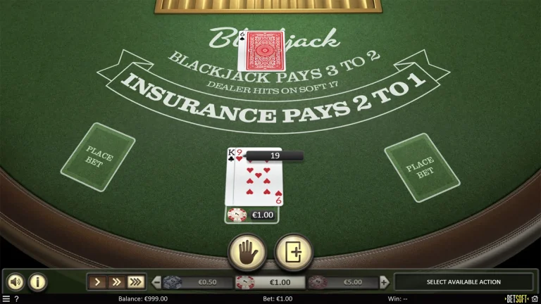 Gameplay of American Blackjack from Betsoft.