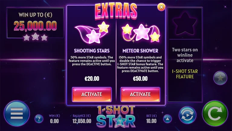 Buying a bonus in 1 Shot Star.