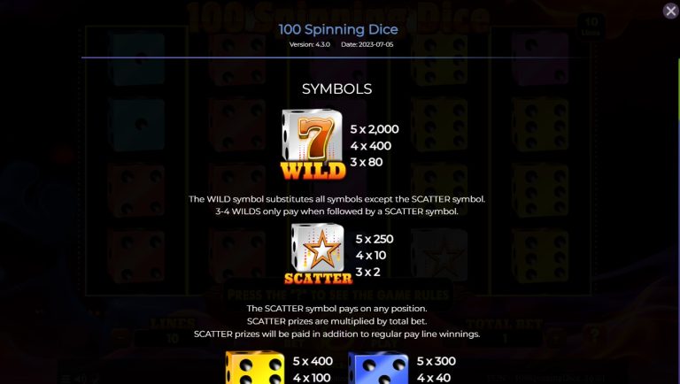 Gameplay of 100 Spinning Dice.