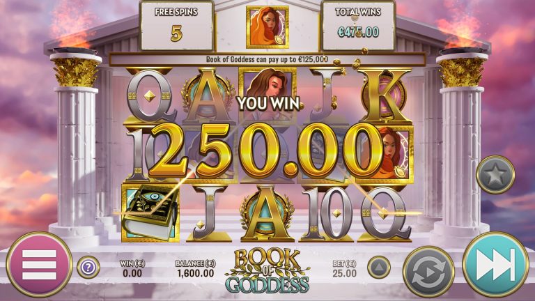 Scoring a win in Book of Goddess from Air Dice.