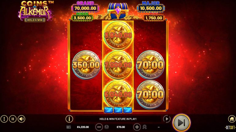 Scoring a bonus in Coins of Alkemor from BetSoft.
