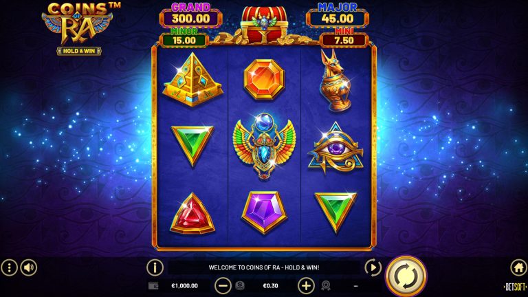 Scoring a bonus in Coins of Ra from BetSoft.