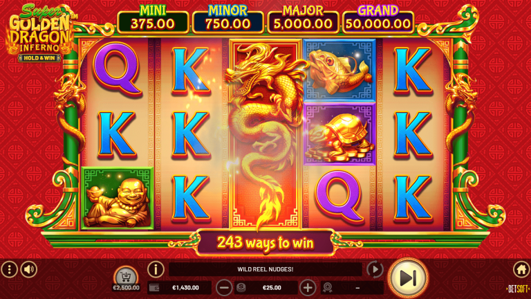 Scoring a win in Super Golden Dragon Inferno from Betsoft.