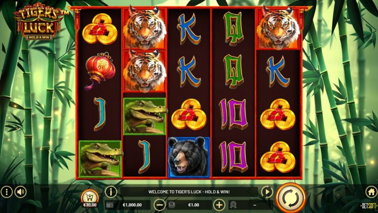 Gameplay of Tiger's Luck from Betsoft.