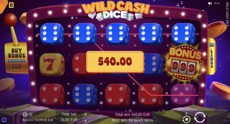 Scoring a win in Wild Cash Dice from Bgaming.