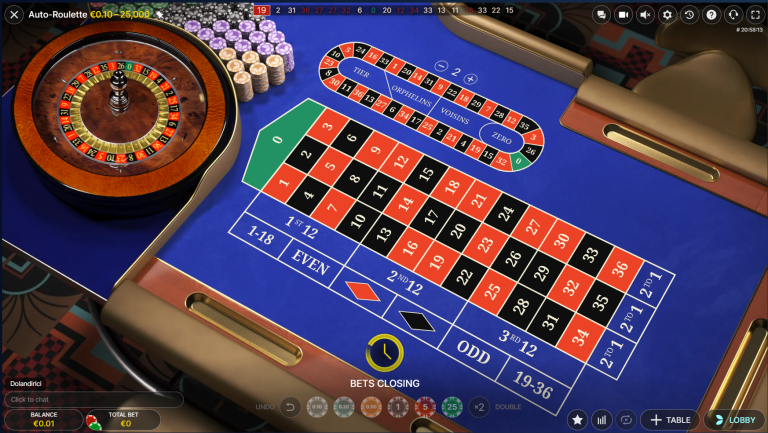 Gameplay of Auto Roulette from Evolution.