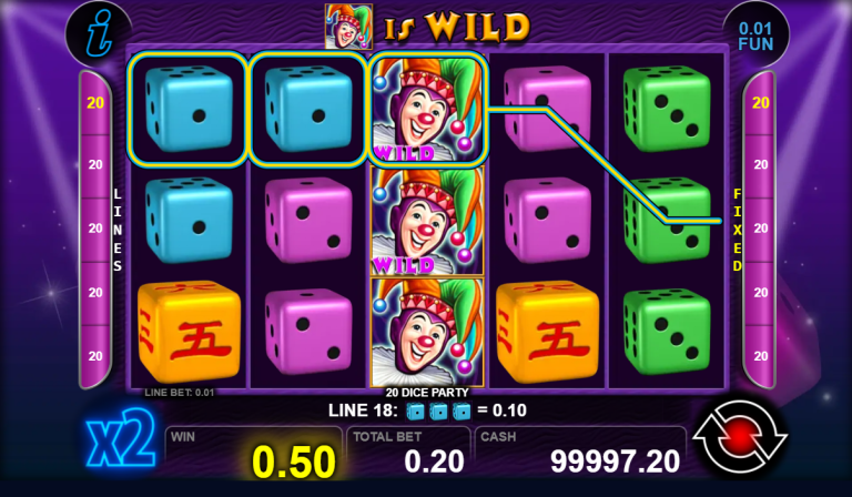 Scoring a win in 20 Dice Party from CT Interactive